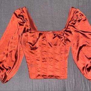 Free People Satin Peasant Top